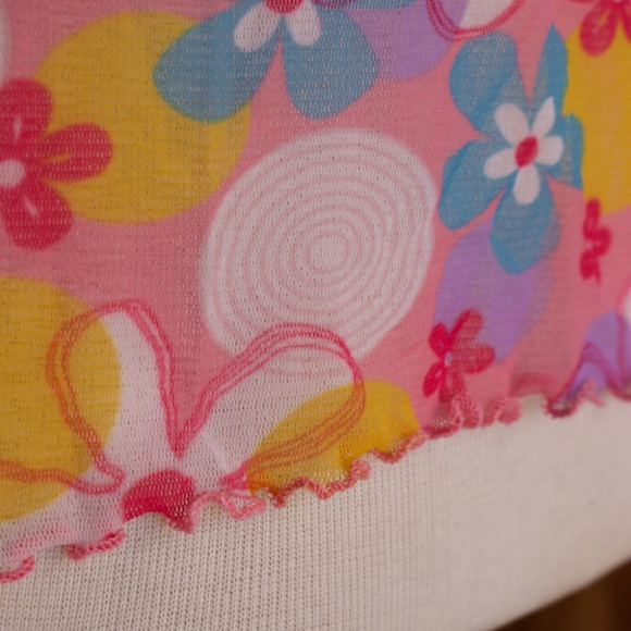 Vintage 90's Sheila Moon Mesh Short Sleeve Flower Power Cycling Top Made In USA - Picture 6 of 14